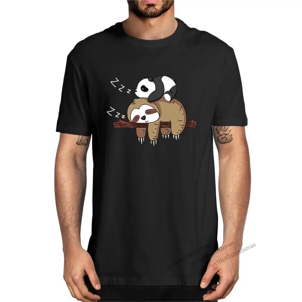 100% Bumbac Panda Culcat Pe Un Lenes Somn Drăguț Imprimate Vara Femei Noutate T-Shirt UE Dimensiunea Streetwear de Înaltă Calitate Moale Tee