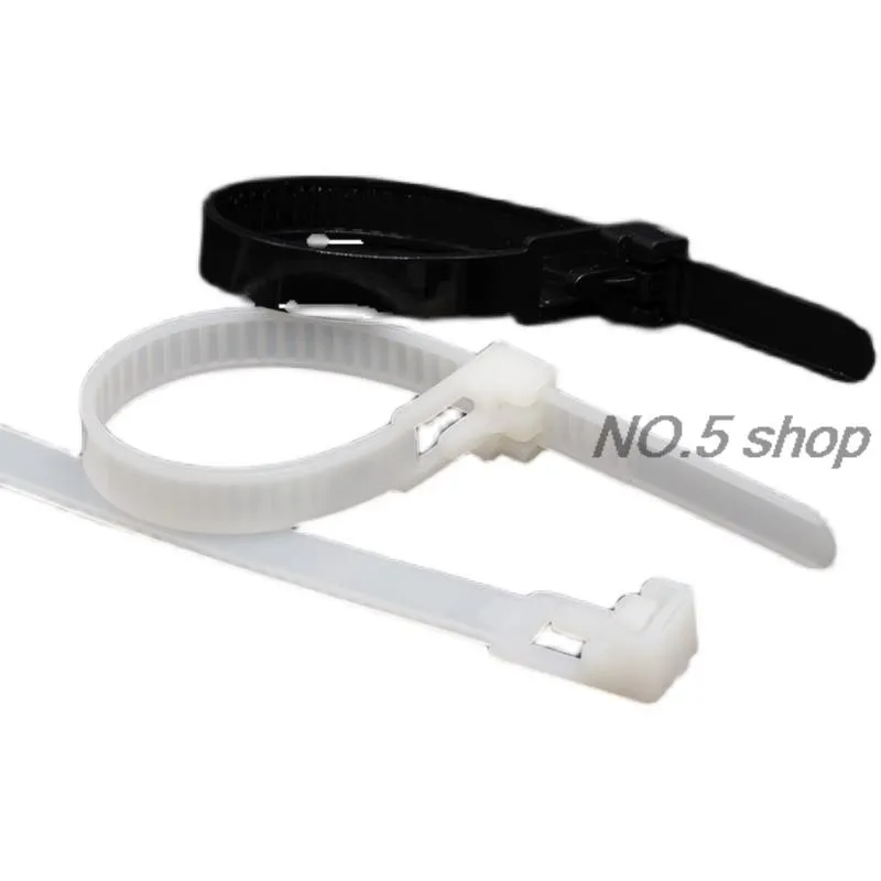 100buc 8x200mm Liber Nailon Cablu Retractabil Plastic Snap Legături Reutilizabile Legături de Cablu