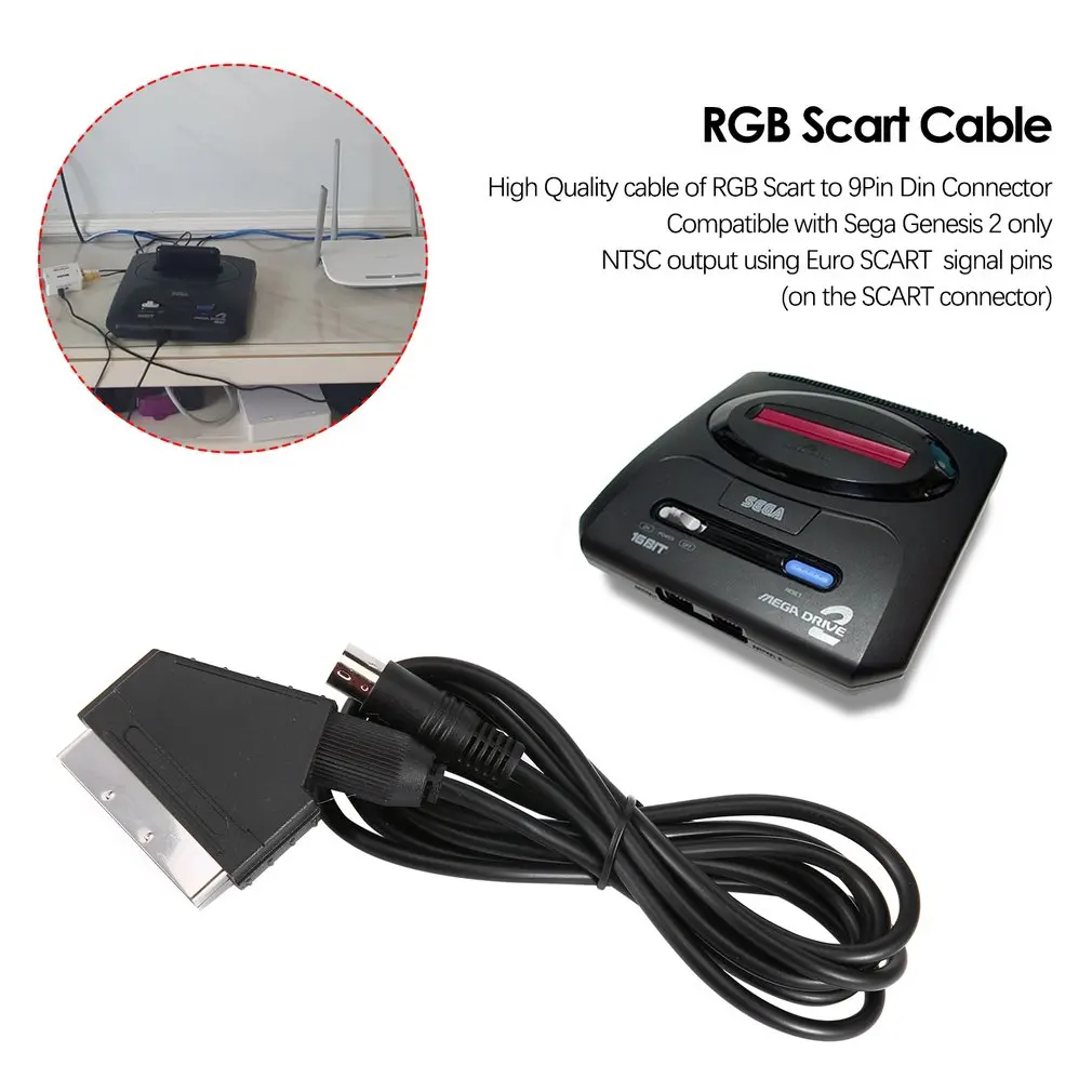 De înaltă calitate 1.8 M/6FT UE, versiunea V-pin cablu Scart RGB Cabluri AV PAL Pentru Sega Genesis 2 Mega Drive MD 2