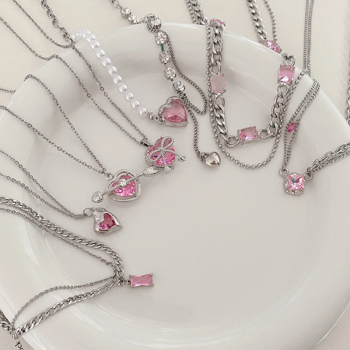 Dragoste roz colier de perle, de sex Feminin Minoritate sens de design, versatil INS, avansate sens, clavicula lanț, oțel titan colier