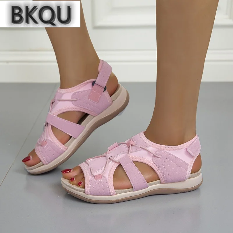 Femei Sandale 2022 New Pure Color Casual Doamnelor Sandale Confortabile, Joase Tăiat Rotund Deget de la picior Plat Pantofi de Plaja Pantofi de Vara pentru Femei