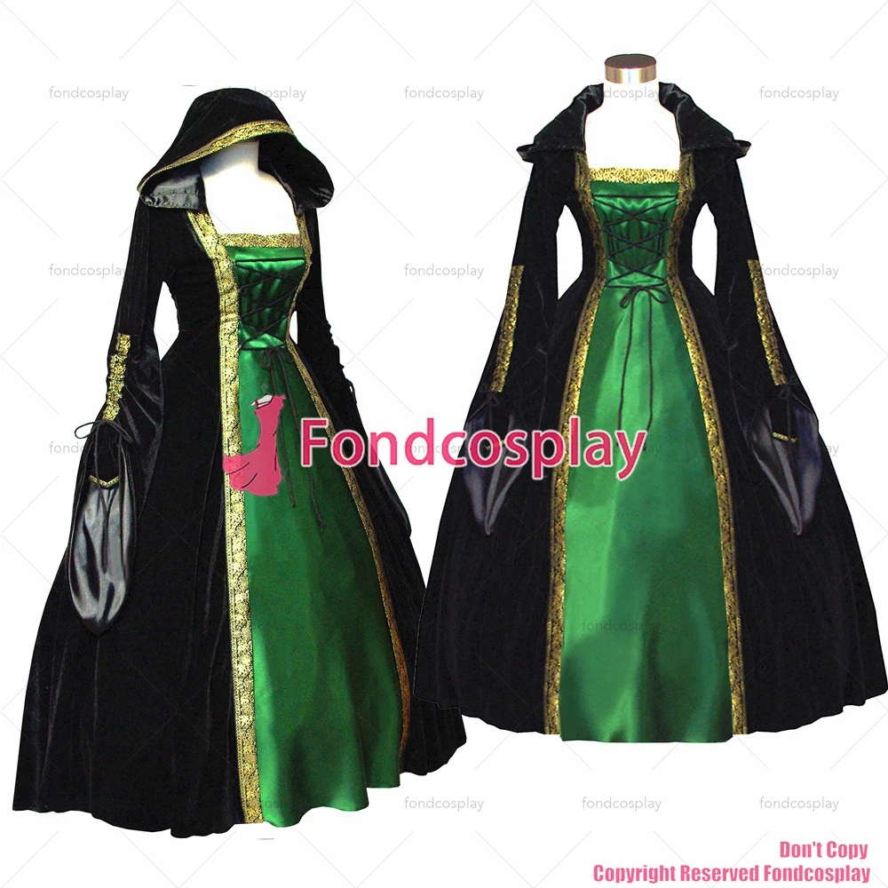 fondcosplay Victorian Rococo Medieval Rochie de Minge sacou rochie Gotice Punk din satin verde Cosplay Costum CD/TV[G516]