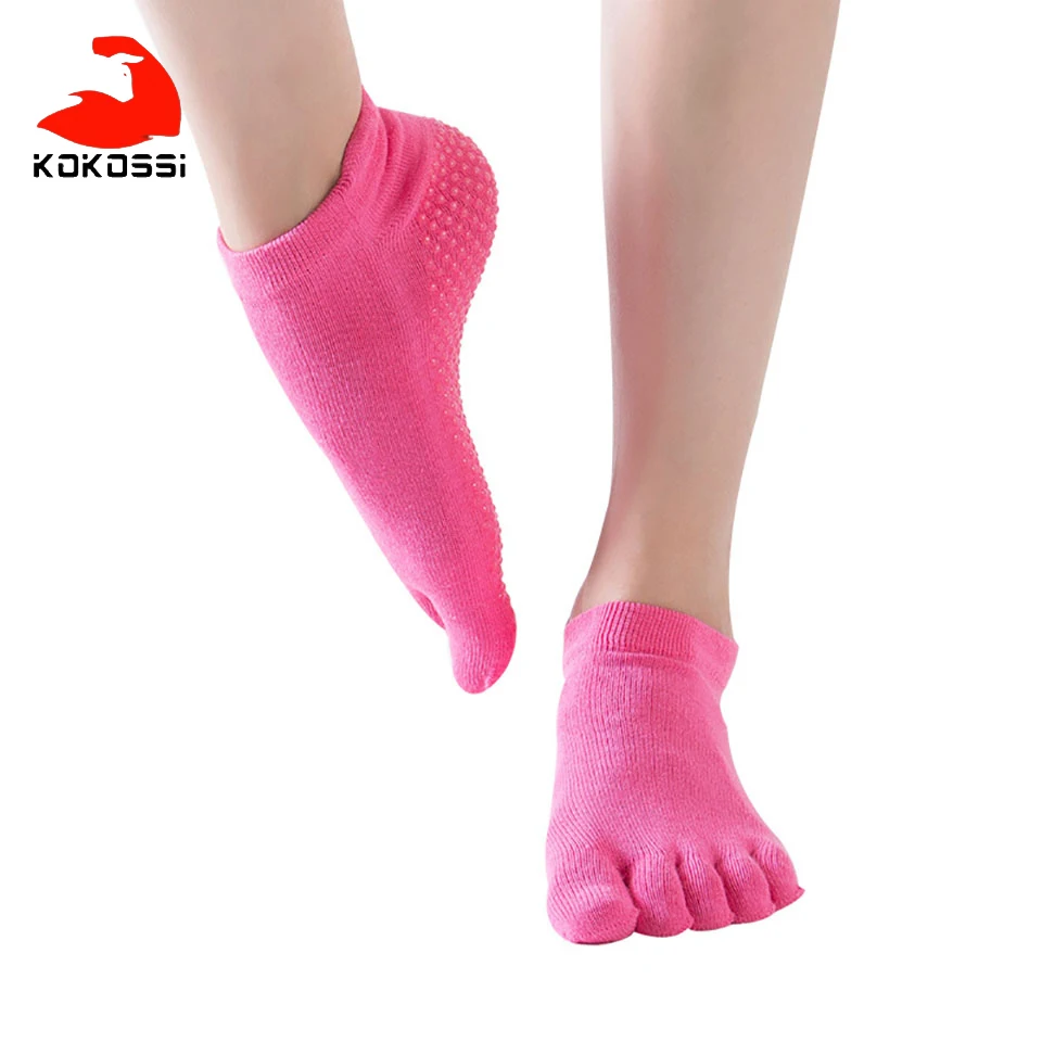 KoKossi 1 Pereche de Șosete Yoga Femeile Cinci Degetul Ciorapi de PVC de Înaltă Calitate Non-alunecare Moale Respirabil Doamnelor Fitness, Dans Sportiv Șosete
