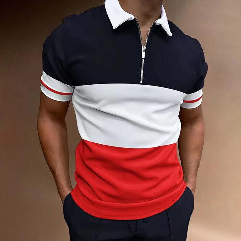 Maneca scurta cu Fermoar Tricou Polo 2022 Brand Bărbați cu mânecă Scurtă Tricou de Vară de Îmbrăcăminte de Imprimare Barbati Casual Lungime Maneca(cm) Stil