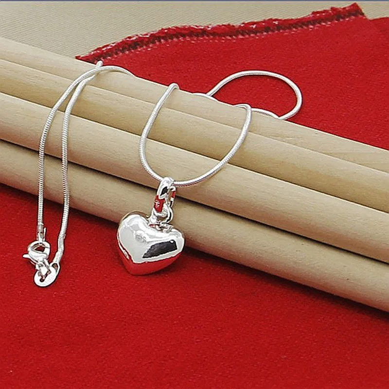 Moda Bijuterii Placat cu Argint 925 Pandantiv Inima Șarpe Lanț Colier Bijuterii pentru Femei Accesorii Cadou