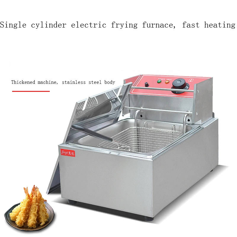 Un singur Cilindru Friteuza Comerciale Friteuza Electrica Friteuza pentru Prajit Pulpe de Pui cartofi Prăjiți Chips-uri prăjit în Aluat Stick