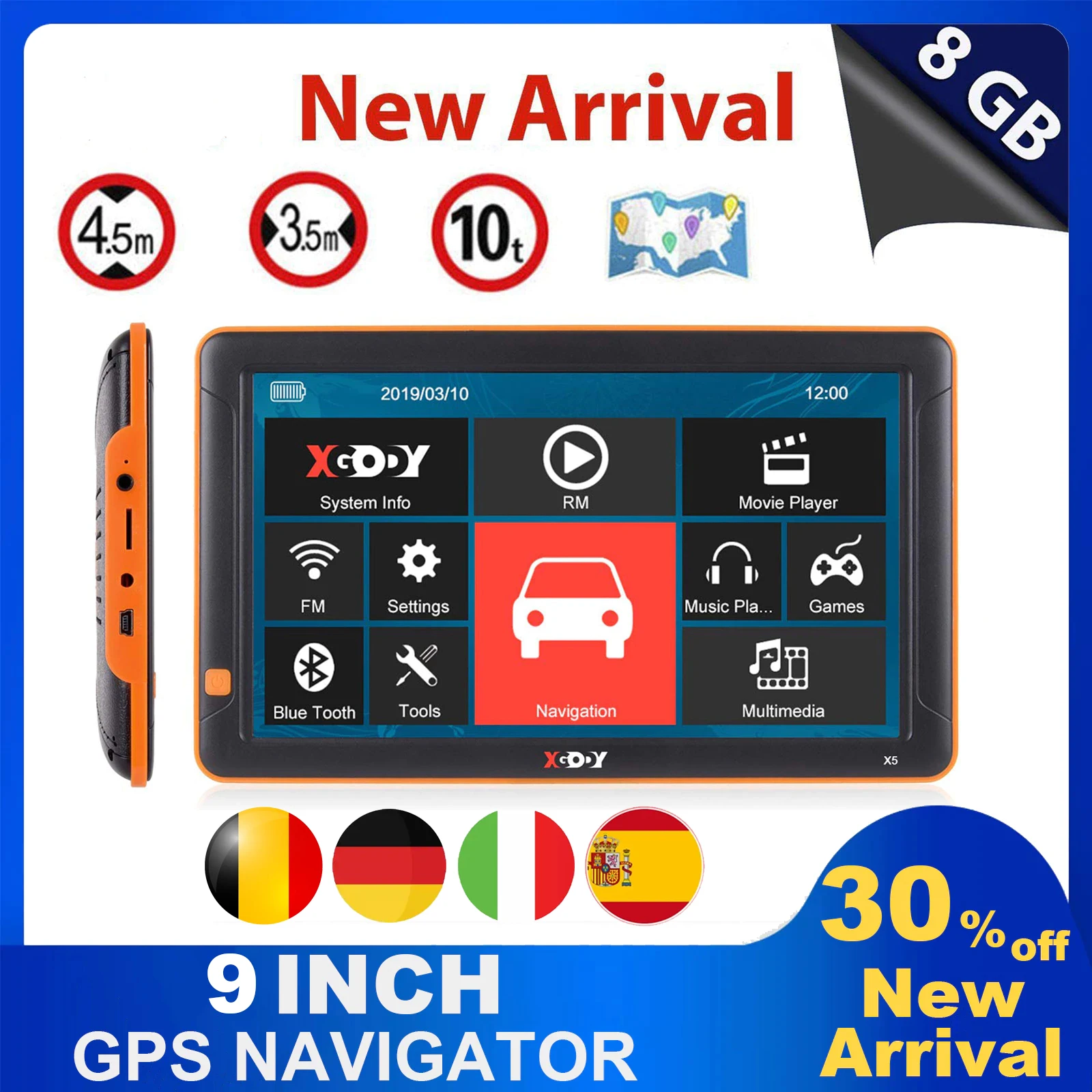 XGODY Auto Portabil de Navigare GPS 9 Inch HD Ecran Tactil Navigator 256MB+8GB Profesional GPS Pentru Camioane Harta Europei 2022